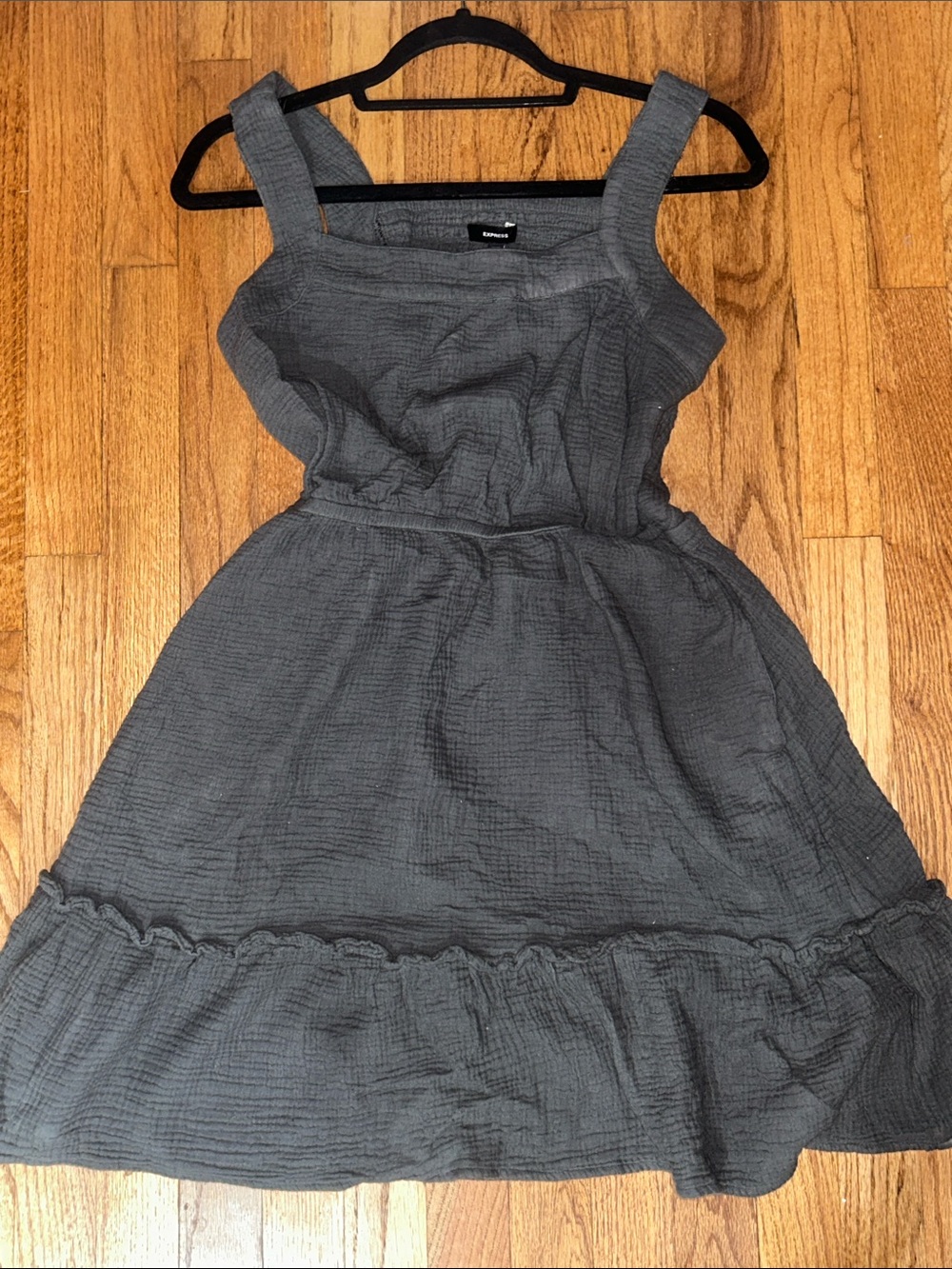 Express Charcoal Gray Textured Sundress with Wide Straps size small